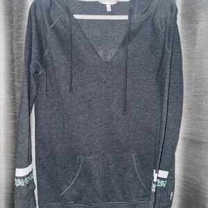 Women's Gray Hoodie with Floral Accents